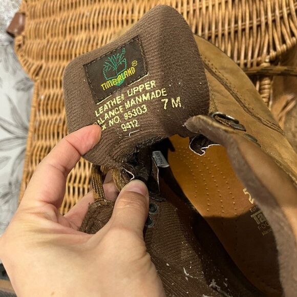 Vintage Timberland Womens 7  Euro Hiker Brown 90s Suede Leather Mid Hiking Boots - Picture 14 of 14